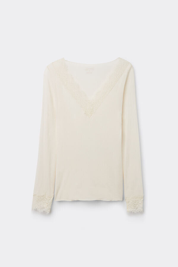 Εξαιρετικά ελαφρύ πουκάμισο με δαντέλα από κασμίρ και μακριά μανίκια Εξαιρετικά ελαφρύ πουκάμισο με δαντέλα από κασμίρ και μακριά μανίκια