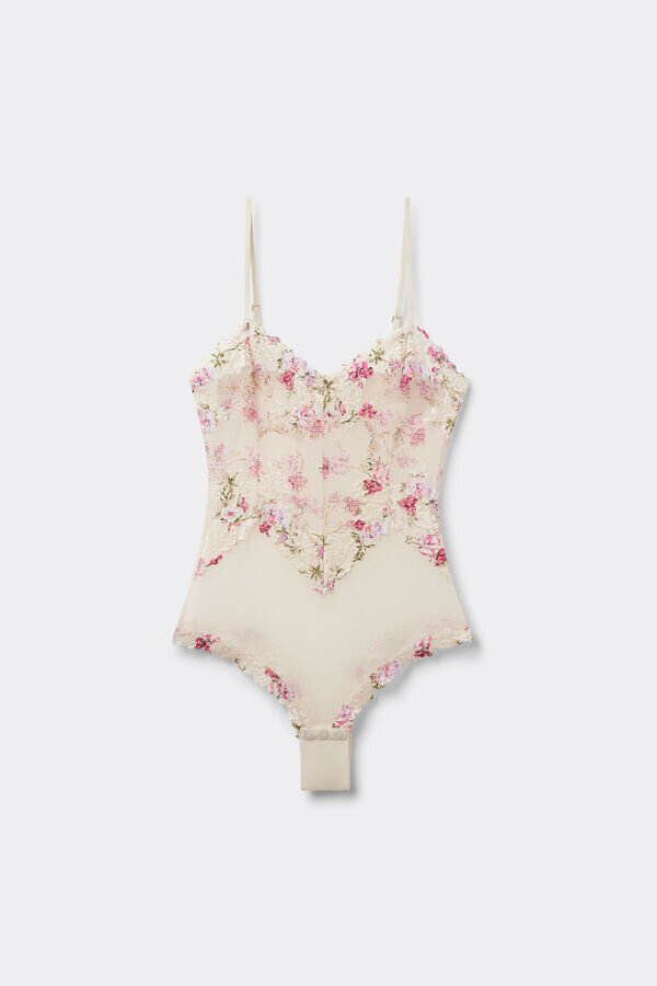 Κορμάκι από τούλι και Lace Bodysuit με Pretty Flowers floral print Κορμάκι από τούλι και Lace Bodysuit με Pretty Flowers floral print