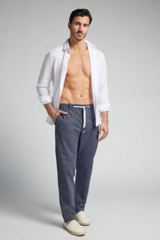 Μακρύ παντελόνι από λινό και βαμβάκι