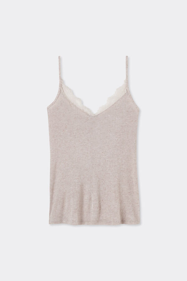 Μπλούζα από εξαιρετικά ελαφρύ μείγμα κασμίρ και μοντάλ με δαντέλα Μπλούζα από εξαιρετικά ελαφρύ μείγμα κασμίρ και μοντάλ με δαντέλα