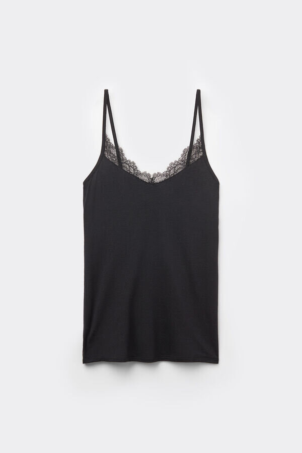 Μπλούζα από εξαιρετικά ελαφρύ μείγμα κασμίρ και μοντάλ με δαντέλα Μπλούζα από εξαιρετικά ελαφρύ μείγμα κασμίρ και μοντάλ με δαντέλα