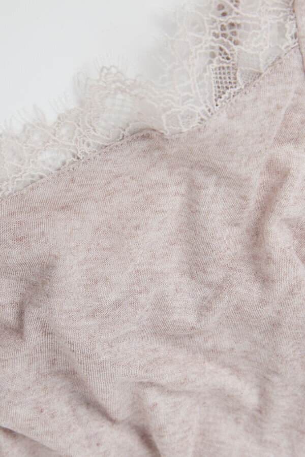 Μπλούζα από εξαιρετικά ελαφρύ μείγμα κασμίρ και μοντάλ με δαντέλα Μπλούζα από εξαιρετικά ελαφρύ μείγμα κασμίρ και μοντάλ με δαντέλα