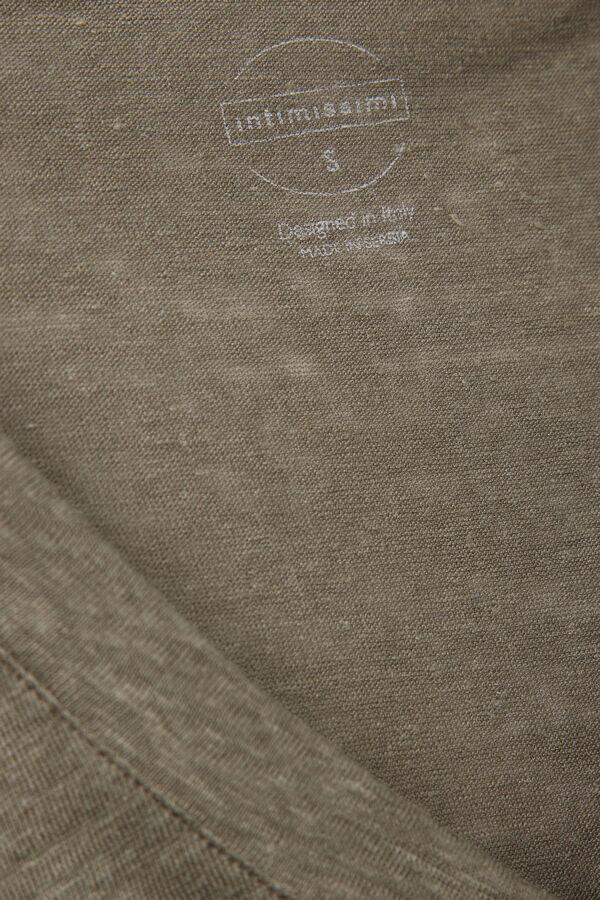 Μπλούζα από καθαρό λινό με κοντό μανίκι και V λαιμόκοψη Μπλούζα από καθαρό λινό με κοντό μανίκι και V λαιμόκοψη