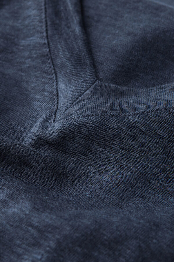 Μπλούζα από καθαρό λινό με κοντό μανίκι και V λαιμόκοψη Μπλούζα από καθαρό λινό με κοντό μανίκι και V λαιμόκοψη