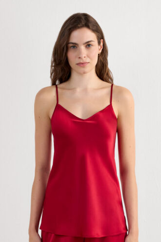 Μπλούζα από σατέν μετάξι με V λαιμόκοψη