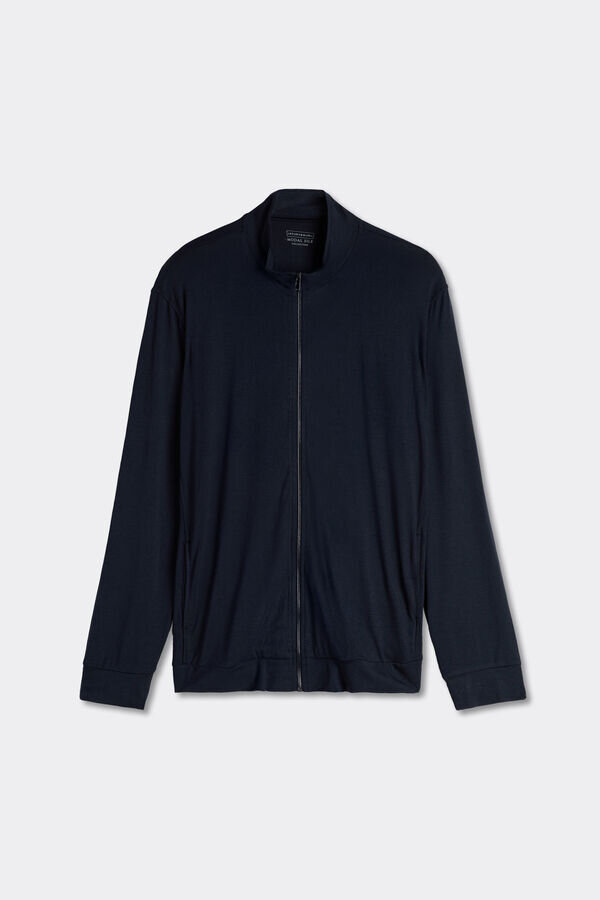 Μπλούζα με φερμουάρ από μετάξι και μοντάλ Μπλούζα με φερμουάρ από μετάξι και μοντάλ