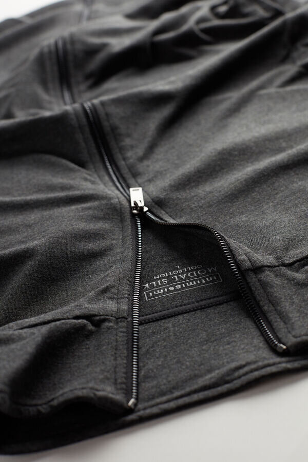 Μπλούζα με φερμουάρ από μετάξι και μοντάλ Μπλούζα με φερμουάρ από μετάξι και μοντάλ