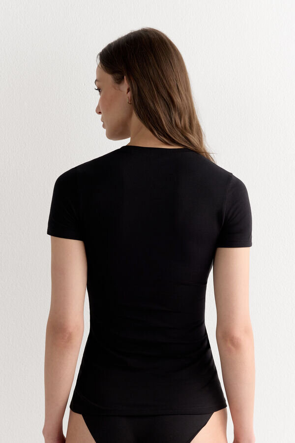 Μπλούζα με κοντό μανίκι από ελαστικό βαμβάκι ανώτερης ποιότητας Μπλούζα με κοντό μανίκι από ελαστικό βαμβάκι ανώτερης ποιότητας