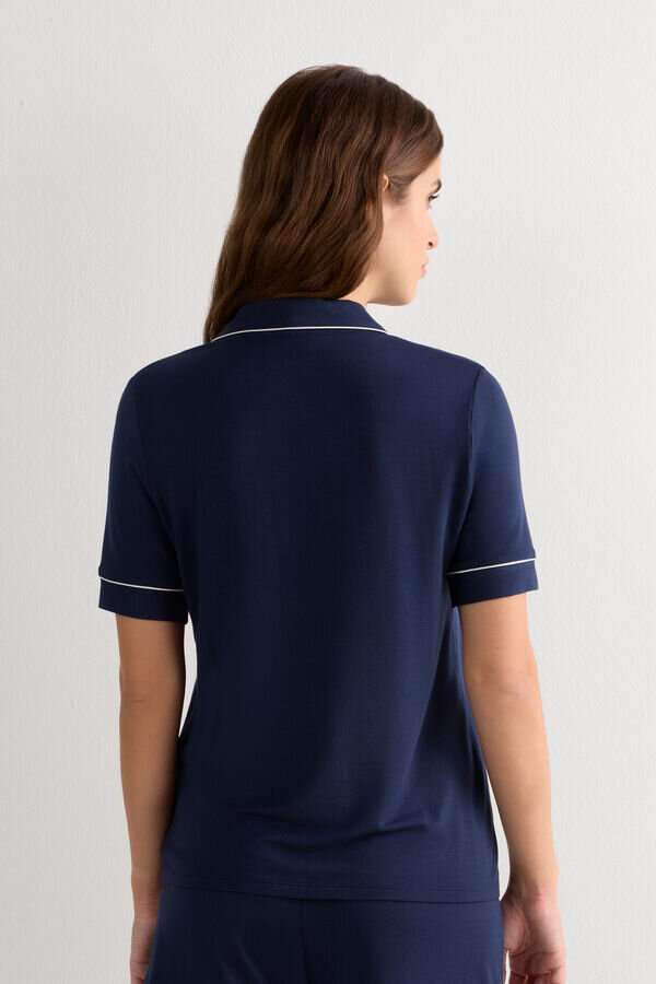 Μπλούζα με κουμπιά και κοντά μανίκια από modal Μπλούζα με κουμπιά και κοντά μανίκια από modal