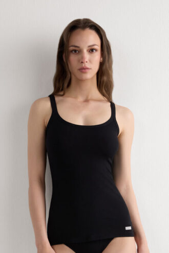 Μπλούζα με λεπτές τιράντες από βαμβάκι