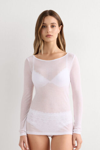 Μπλούζα με μακριά μανίκια από υλικό ultranatural με κασμίρ