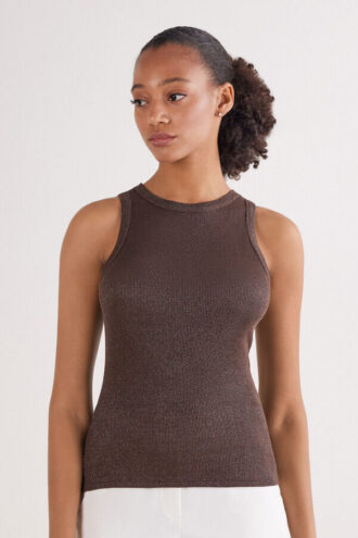 Μπλούζα με ραβδώσεις από βαμβακερό λάμε