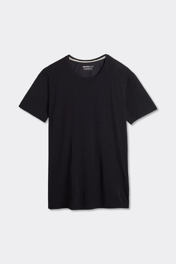 Μπλουζάκι με κοντό μανίκι από ελαστικό μαλλί μερινό Μπλουζάκι με κοντό μανίκι από ελαστικό μαλλί μερινό