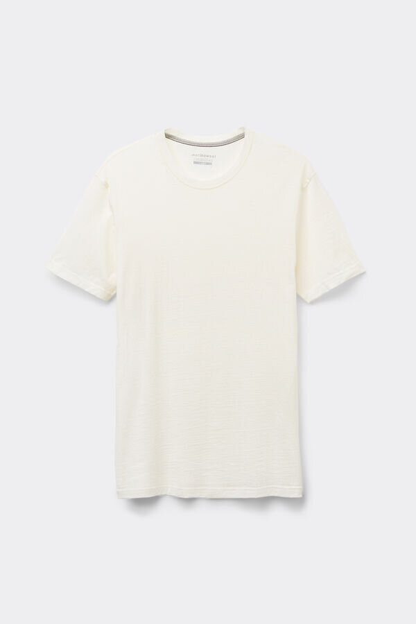 Μπλουζάκι με κοντό μανίκι από ελαστικό μαλλί μερινό Μπλουζάκι με κοντό μανίκι από ελαστικό μαλλί μερινό