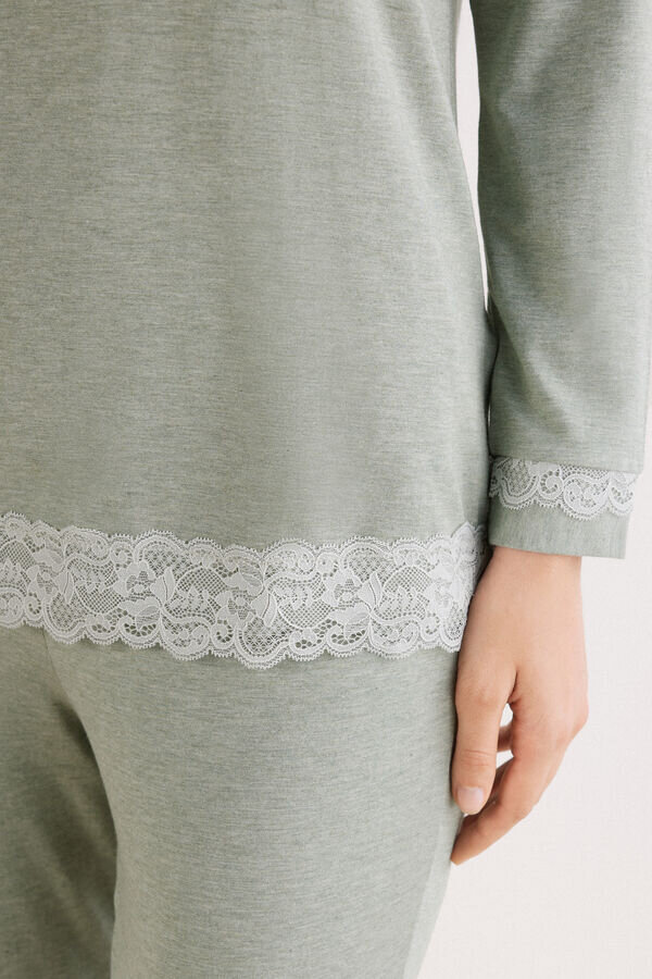 Παντελόνι πιτζάμας με δαντέλα από μοντάλ Παντελόνι πιτζάμας με δαντέλα από μοντάλ