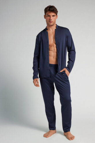 Πιτζάμα με ανοιχτό μπροστινό μέρος και πλήρες μήκος από βαμβάκι