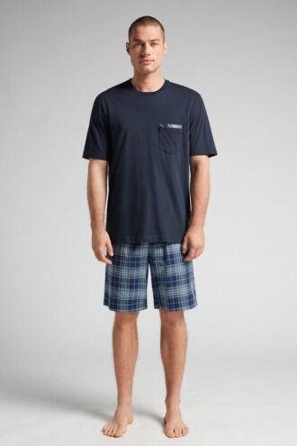 Πιτζάμα με καρό ύφασμα και βαμβακερό σορτς