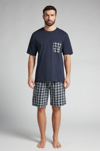 Πιτζάμα με καρό ύφασμα και βαμβάκι