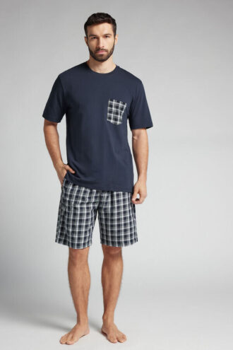 Πιτζάμα με καρό ύφασμα και βαμβάκι