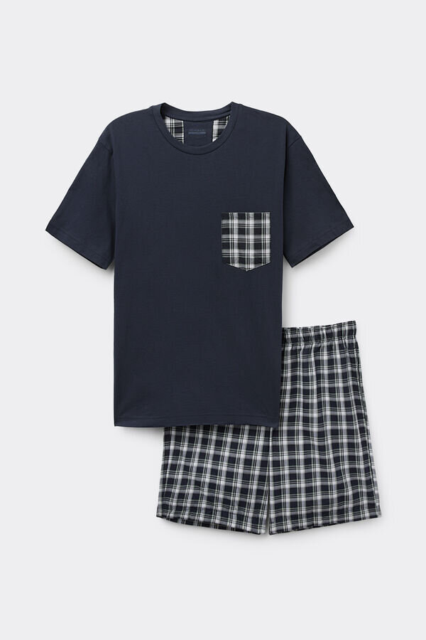 Πιτζάμα με καρό ύφασμα και βαμβάκι Πιτζάμα με καρό ύφασμα και βαμβάκι