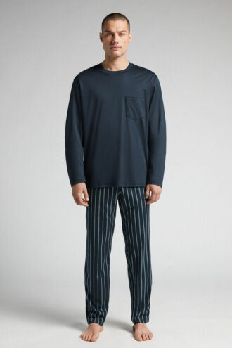 Πιτζάμα πλήρους μήκους από εκτυπωμένο βαμβάκι υψηλής ποιότητας με μερσερίωση