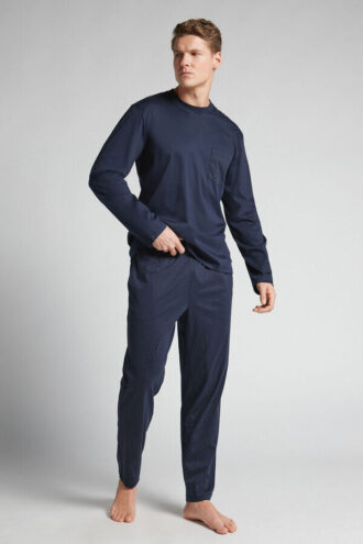 Πιτζάμες πλήρους μήκους από βαμβάκι υψηλής ποιότητας με τυπωμένα πουά