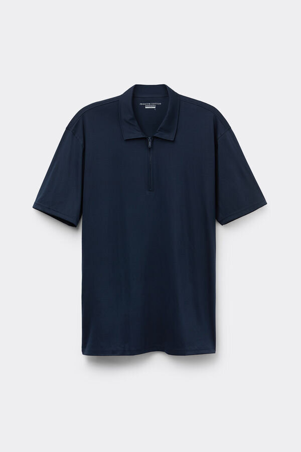 Πολό με κοντό μανίκι και φερμουάρ από βαμβάκι υψηλής ποιότητας Πολό με κοντό μανίκι και φερμουάρ από βαμβάκι υψηλής ποιότητας